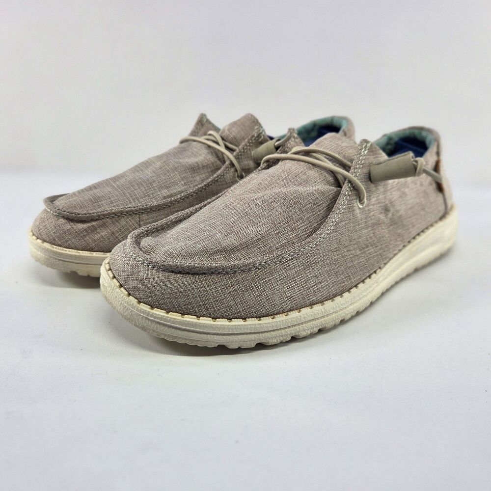 Hey Dude Wally Beige Woven Loafers Mens Sz 9